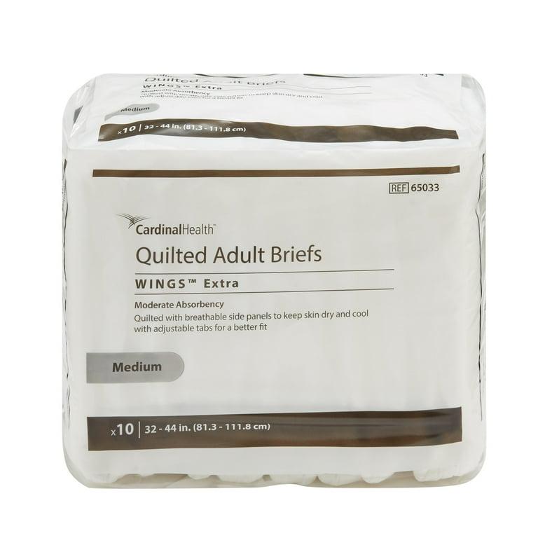 Wings Extra Quilted Adult Incontinence Brief M Moderate Absorbency Quilted, 65033, Extra Quilted, 100 Ct