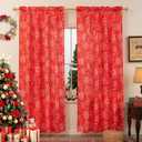Christmas Curtains for Living Room, Xmas Snowflake Printed Curtains, Rod Pocket Window Drapes for Bedroom Holiday Decoration 2 Panels 52 x 72 Inch