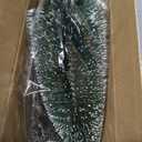 Mini Christmas Tree with Lights, Small Table Top Decorations, Desktop Miniature Pine Tree Xmas Holiday Decor Indoor Home, Bottle Brush Trees with Wooden Base, 5 Pcs with Light