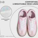 Women's Retro Sneakers Vintage Leather & Suede Patchwork Casual Shoes with Recyclable Material Insole Trendy Non-Slip Cushion for Streetwear & Daily Outfits (Pink)
