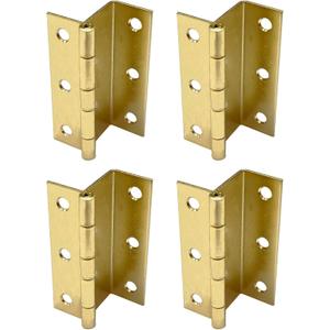 QCAA Three Fold Shutter Hinge, Half Surface for Shutter, Cabinet, Furniture, 2-1/2" x 1.2mm, Brass Plated, Made in Taiwan, 4 Pack