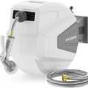 Ayleid Retractable Garden Hose Reel,1/2 in x 100 ft Wall Mounted Hose Reel, with 9- Function Sprayer Nozzle, Any Length Lock/Slow Return System/Wall Mounted/180Swivel Bracket (Grey) (100FT, A-gray)