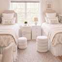 Vercraft 2 Pack Boucle Round Ottoman with Storage for Dorm,Creamy White