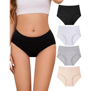 Women's Cotton Bikini Panties High Cut Full Coverage Hipster Breathable Soft Womens Bikini Comfort Underwear Cheeky (XXL)