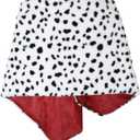 Cosrea Women Halloween Costume Black and White Spotted Dog Shawl Faux Stole for Adult