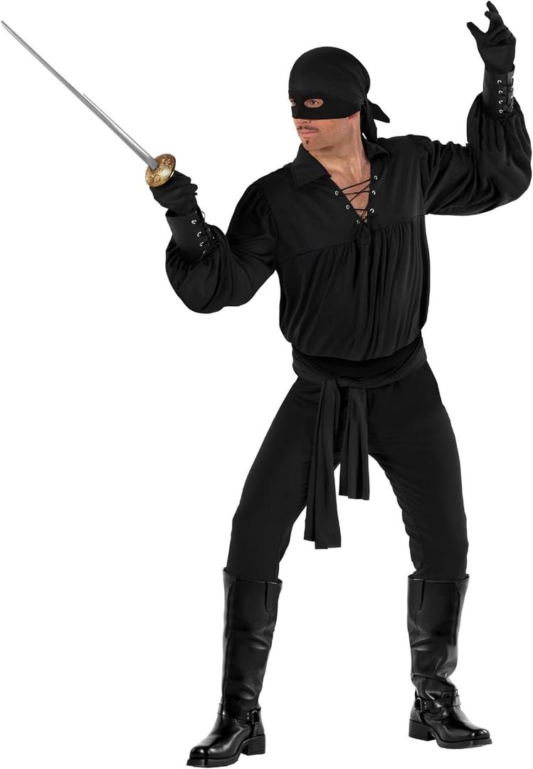 Morph Masked Vigilante Costume Men El Legend Hero Outfit with Black Hat and Mask for Adults (Large)