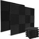 52 Pack Acoustic Panels 1 X 12 X 12 Inches - Acoustic Foam - High Density- Soundproof Studio Wedges - Charcoal
