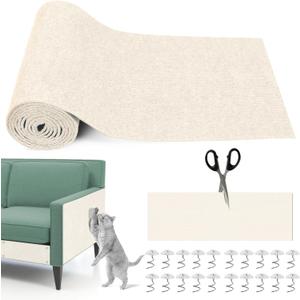 Cat Scratching Mat, 118" x 15.8" Self-Adhesive Trimmable Cat Scratching Carpet Mat with 20 Screws, DIY Cat Scratchers Furniture Protector for Indoor Cats, Couch, Wall and Cat Tree Shelves