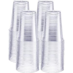 GUSTO [16 oz. - 100 Pack] Crystal PET Clear Plastic Cups for Party - Ideal for Cold Beverages, Smoothies, and Parties-(Formerly Comfy Package)