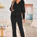 Velour Track Suits for Women Set Fall Sweatsuits 2 Piece (Black, S)