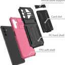 for Samsung Galaxy A14 5G Wallet Case with Credit Card Holder Stand Kickstand Slim Rugged Shockproof Heavy Duty Defender Armor Military Grade Protective Phone Case - Pink