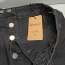 Women's Casual Slit Long Denim Skirt High Waist Button Up Slim Fit Midi Jean Skirts, Size S, Black