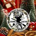 3 x Fishing & Hunting Ornament 2025  Camo Outdoor Sportsman Christmas Ornament for Men, Dad, Grandpa, or Husband  Patriotic American Flag Deer & Fish Design, Hunter Fisherman Gift
