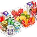 Sorbus Fridge Organizer on Wheels - Rolling Fridge Organizers and Storage Clear Design with Dividers & Handles for Kitchen Organization and Storage - Refrigerator Organizer Bins & Pantry Storage Bins (Curved Top)