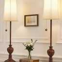Buffet Table Lamps Set of 2,28" Tall Skinny Brown Resin Living Room Lamp