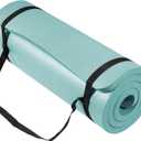 BalanceFrom Yoga Mat 1-Inch Extra Thick High-Density Exercise Mat with Non-Slip Surface & Carry Strap for Men & Women Tear-Resistant Pilates Workout Mat for Home Gym, Floor Fitness, Multiple Colors (Aqua)