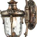 SAMTEEN Bronze Outdoor Light Fixtures Wall Mount 15.8" H Waterproof Exterior Wall Sconce with Hammered Glass Shade Outside Porch Light for House Garage Front Door
