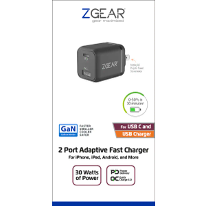 ZGear 2 Port Adaptive Fast Charger USB C & USB A