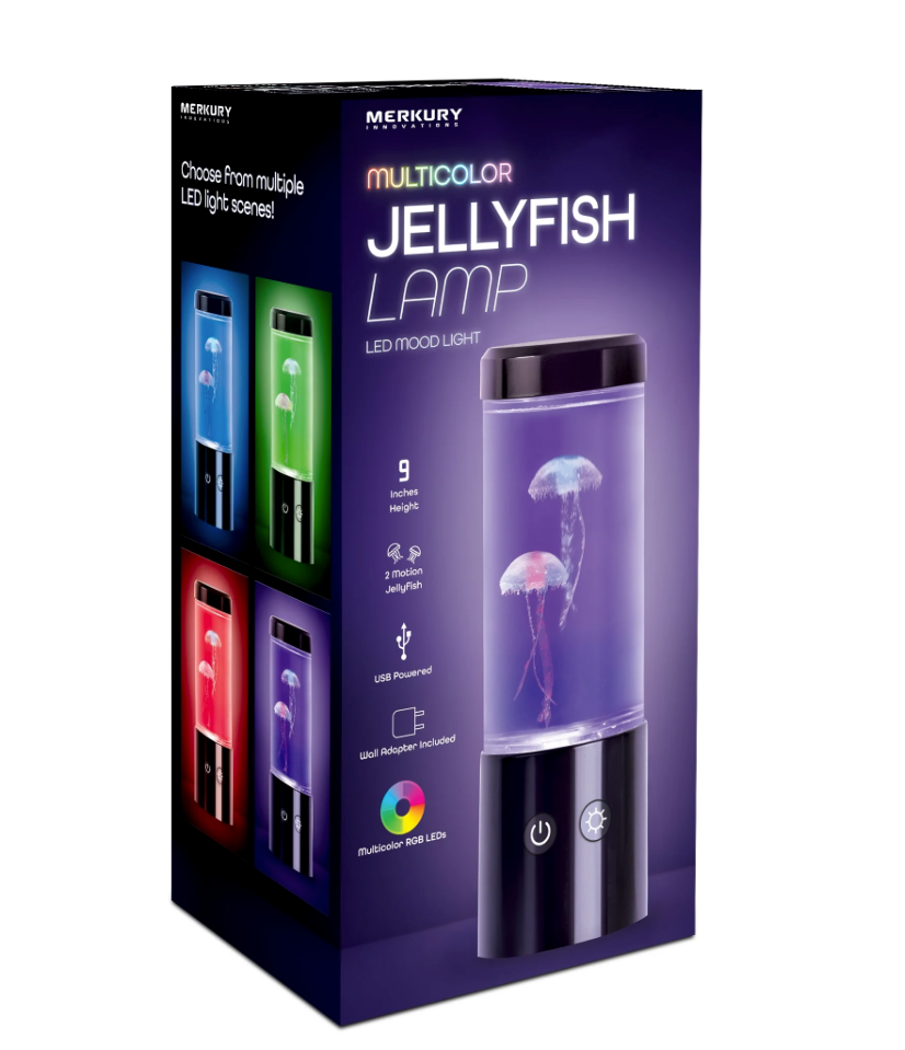 Merkury Innovations Jellyfish Night Light Lamp Motion & Multicolor Leds - Easy Mode Switching, USB Powered - 9"