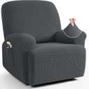 TAOCOCO Oversized Recliner Chair Covers, 1 Seater Streach Recliner Covers Soft Couch Protector Furniture Protector Covers with Elastic Chair Cover Jacquard Pattern (Charcoal Grey)