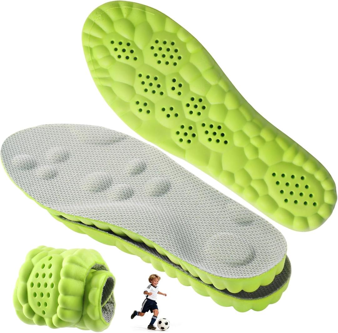 4D Cloud-Soft Comfort Insoles for Kids and Youth - Memory Foam Insoles with Shock Absorption - Trim-to-Fit Arch Support Insoles for Healthy Development of Growing Feet (US Youth 1.5Y2.5Y)