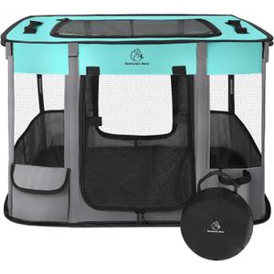 ROMANTIC BEAR Foldable Dog Cat Playpens,Portable Exercise Kennel Tent,Indoor Outdoor Travel Camping Use for Puppy Cats Kittens Rabbit Small Animals with Carrying Case