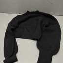 Womens Sexy Crew Neck Cropped Sweaters Ribbed Knit Long Sleeve Crop Tops Pullover, Black , M