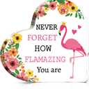 Kathfly Flamingo Gifts for Women Flamingo Office Supply Desk Decoration Acrylic Heart Keepsake Inspirational Cheer up Gift for Girlfriend Wife Daughter on Christmas Birthday