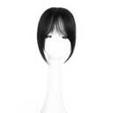 Clip in Bangs, 100% Real Human Hair Fake Bangs Natural Black Clip in Hair Extensions French Bangs Fringe with Temples Hairpieces for Women Natural Blend Curtain Bangs for Daily Wear