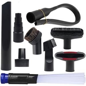 9 Pcs Household Cleaning Vacuum Cleaner Attachments for Shop Vac Accessories - 2 1/2" to 1 1/4" Vacuum Hose Adapter, 1 7/8" to 1" Adapter for Shop Vac, 1 1/4" Vacuum Brush Flexible Crevice Tool (Black)