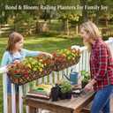 24 Inch Railing Planter Box with Coco Liner, Adjustable Metal Hanging Planter, Window Box for Balcony Deck Fence, Outdoor Flower Box Black, 4 Pack