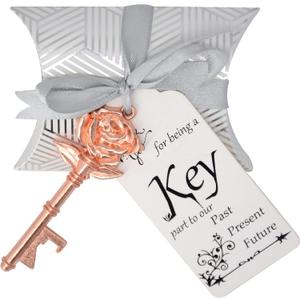 Makhry 50pcs Wedding Favors Key Bottle Openers with Escort Tag Cards and Ribbon Thank You Gifts Tags for Guests Rustic Wedding Decorations (Rose Gold)