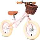 ACEGER 12" Kids Balance Bike with Basket, Toddler Bicycle for Early Learning Leg Strength and Steady Balancing, Durable Frame&Tool-Free Adjustable Seat, Gift Bike for 2-5 Kids, No Brake