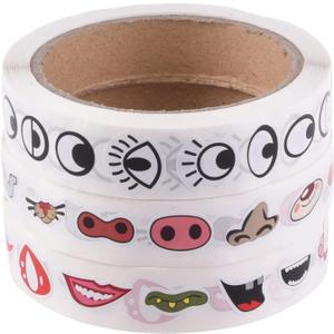 3 Rolls 3000pcs Colorful Eye Nose Mouth Cute Self Adhesive Stickers Cartoon DIY Sticker Decal for Handmade Crafts Toys and Home Decoration