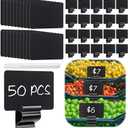 50 Pcs Black Sign Hold Clip, Plastic Food Label Holder Buffet Price Tag Sign Holder for Business, Store, Supermarket
