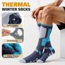 Ski Socks, 2/3 Pairs for Skiing, Snowboarding, Outdoor Sports - Thermal Knee-High Warm Socks for Men, Women, Youth (Large, Blue & Gray)