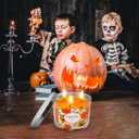 2 x 3 Wick 14oz Pumpkin Scented Orange Candle in Glass Jar with Lid, Large Fall Colored Aromatherapy Gift Candle for Harvest Halloween Home Table Decoration - 60-70 Hours Burning Time