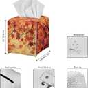 Maple Leaf Tissue Box Cover Square Facial Tissue Holder Storage for Bedroom Bathroom Night Stand Car Modern Home Decorative with Buttons Napkin Case Covers Thanksgiving Decor