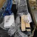 Feonase Queen Size Bed Frame with Charging Station, Linen Upholstered Platform Bed Frame with Wingback Storage Headboard, Solid Wood Slats Support, No Box Spring Needed, Noise Free, Black