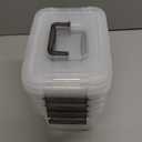 Citylife 4 Packs 6 QT Storage Bins with Lids Clear Plastic Bins with Grey Handle Stackable Storage Containers for Organizing