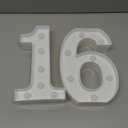 Pooqla Decorative Led Light Up Number Letters, White Plastic Marquee Number Lights Sign 16th Birthday Decorations for Girls Boys Party Wedding Decor Battery Operated Number (16) (8.86 in)