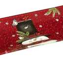 Ne'Qwa Art 7171204 Hand Painted Glass Snowman Snowman Serving Tray, Home is Where You Hang Your Hat, 13.75-inches by 5.25-inches, Red