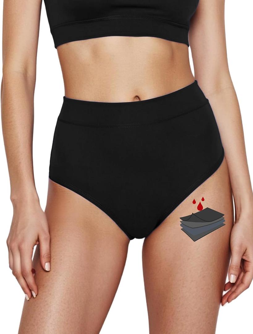 4 x Period Swimwear for Teens Women High Waisted Swimsuit Bikini Bottoms Menstrual Swim Bottoms Tankini Bathing Suit