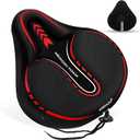 MSDADA New Large Gel Bike Seat Cover, Extra Soft Bike Seat Cushion for Men Women Comfort Wide, Fits Indoor/Outdoor/Exercise Bikes (11.22 inch x 10.03 inch) (Red)