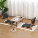 Japanese Floor Chair with Back Support, Foldable Meditation Chair, Legless Tatami Chair with Cushion, Floor Seat for Living Room, Bedroom, Bay Window (2, Gray) (Charcoal Grey)