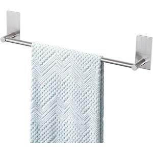 Songtec Bathroom Towel Bar 16-inch, No Drill Stick On Towel Rack, Easy Install with Self-Adhesive, Premium SUS304 Stainless Steel - Brushed Nickle