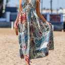 CUPSHE Women's Backless Beach Dress Halter Neck Ruffle Plunge V Neck Sleeveless Maxi Sundress Summer Dresses (L)