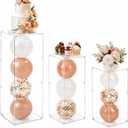 Sintuff 3 Pcs Acrylic Square Pedestal Stand Display Pedestal Stand for Flowers, Sculptures, Cake, for Wedding Events, Art Gallery, Birthday Party Decor(31.5"11.8"(L), 27.6"11.2"(m), 23.6"10.2"(s))