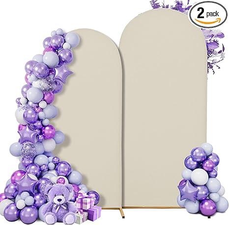 Wedding Arch Cover Spandex Arch Backdrop Cover 7.2FT,6FT Set of 2 Arch Stand Cover Arch Covers Stretchy Backdrop for Wedding Birthday Party Decoration Baby Shower (OffWhite)