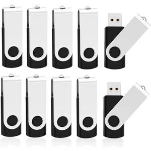 KOOTION 10 Pack 4GB Flash Drive 4gb USB 2.0 Flash Drives USB Drive Jump Drive Bulk Thumb Drive Swivel Memory Stick Black